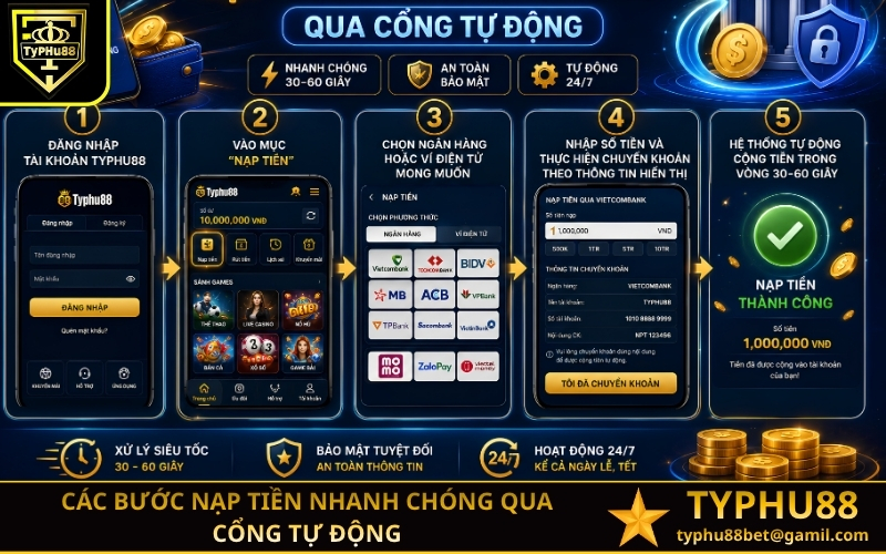 Các bước nạp tiền nhanh chóng qua cổng tự động