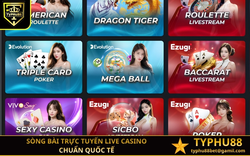 Sòng bài trực tuyến live casino chuẩn quốc tế